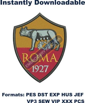 AS Roma logo fc embroidery design